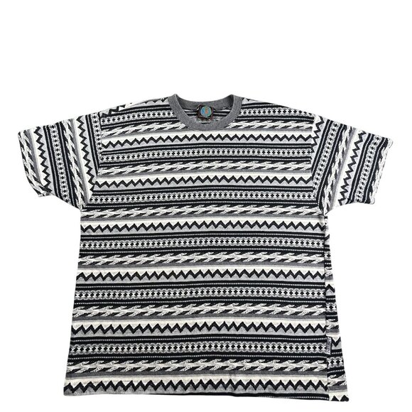 Instinct Other - VTG Instinct Shirt Men XL AOP Aztec Diamond Stripe Surf Beach Skate USA Made Y2K